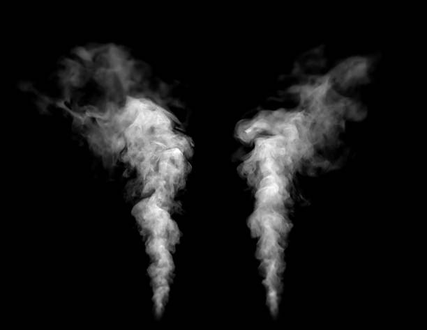 istock Realistic white smoke plumes rising on a dark background, perfect for design projects needing atmospheric steam effects, abstract energy visuals, or dramatic vapor textures in creative compositions. 2248063172