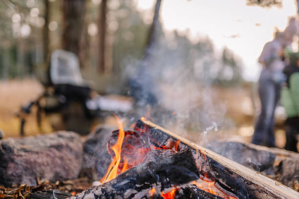 istock Campfire with glowing flames and smoke rising, surrounded by rocks, in a serene forest setting, capturing the essence of outdoor adventure and warmth of nature 2248066383