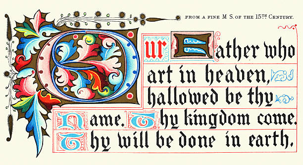 istock Example of Medieval illuminated manuscript, letters, art, 15th Century, Vintage illustration 2248070623