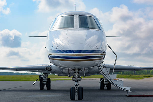 istock Nose-on view of a small private jet 2248078045