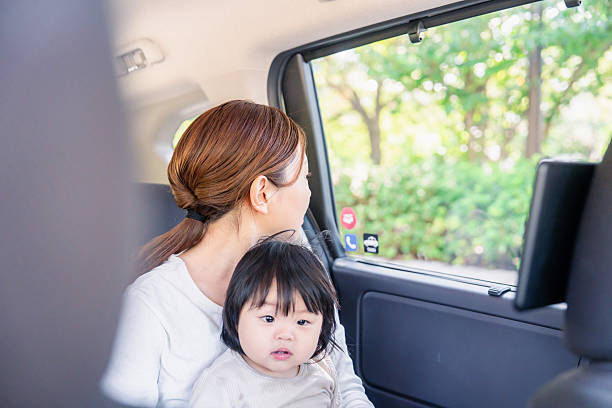 istock A mother looking out in a cab with her child 2248082155