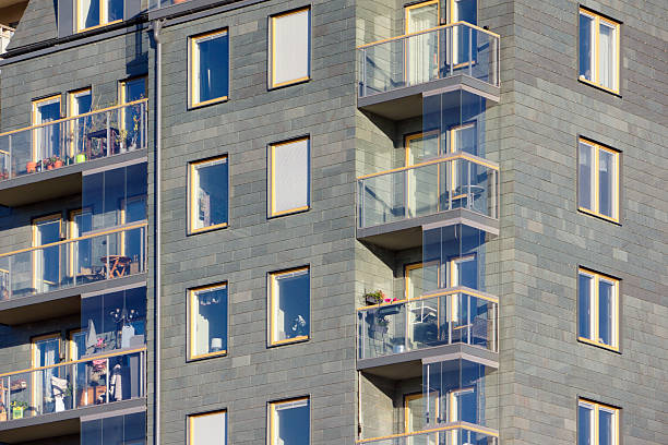 Closeup new, modern apartment buildings