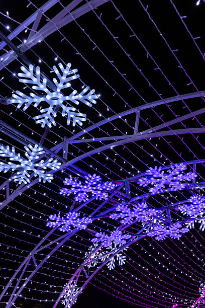 istock Illuminated snowflake tunnel creating winter holiday light display 2248098804
