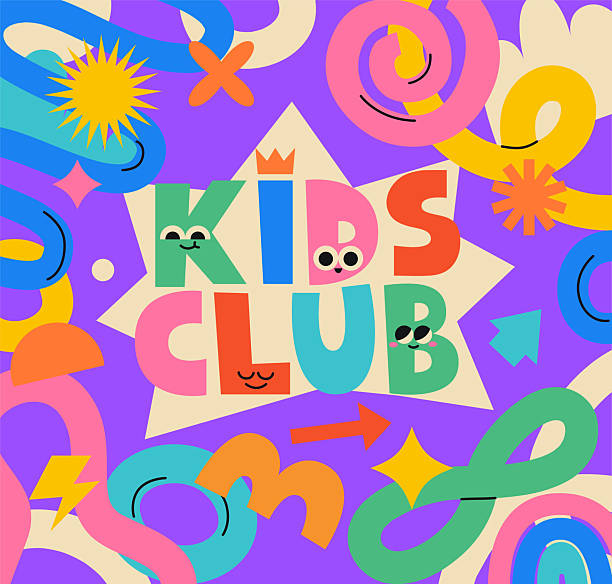 banner pro dětský klub, místo pro dětské akce. - dětství stock ilustrace