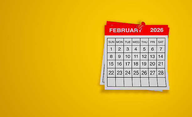 istock February 2026 Calendar on Yellow Background 2248102944
