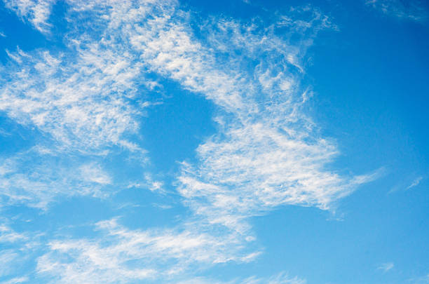 Beautiful blue sky with fluffy white clouds on a bright sunny day