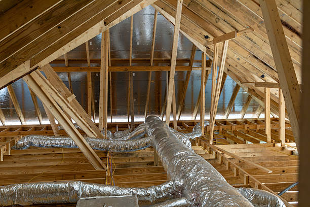istock New home construction attic exposed rafters hvac duct work trusses Beams Plumbing 2248107193