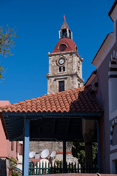 istock Rhodes clock tower standing tall over old town architecture and tiled rooftops 2248108630
