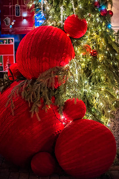 istock Red shiny ball on the Christmas tree 2248113156