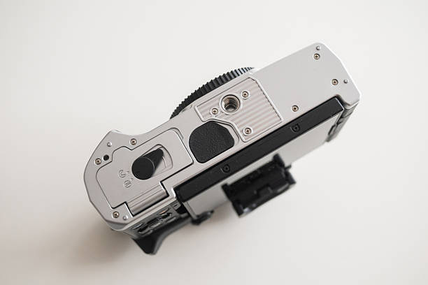 istock Modern digital camera with a vintage look, seen from below 2248117926