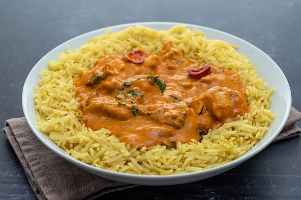 Bowl of Chicken Tikka with pilau rice
