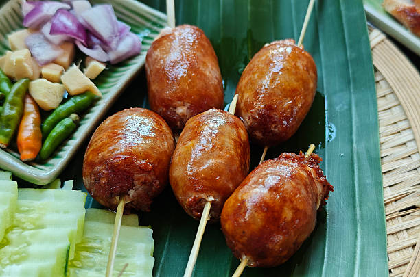 istock Isan sausage on a bamboo plate in an Isan restaurant 2248121247