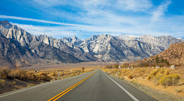 istock Empty Road leading to Mount Whitney near Lone Pine, California 2248123574