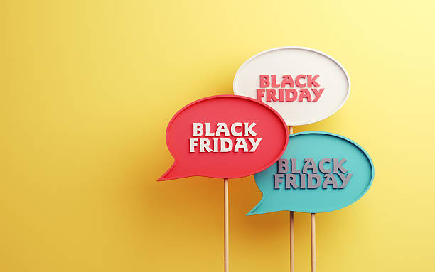istock Colorful Black Friday Text in Colorful Speech Bubble on Yellow Soft Infinite Background 2248123900