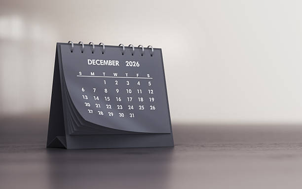 istock December 2026 Realistic Gray Desk Calendar (Depth Of Field) 2248123958