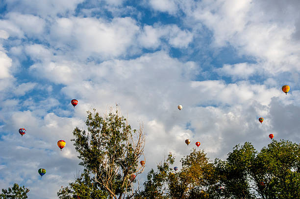 Image of hot air balloons launching off into flight.Taken in Reno, Nevada, USA.