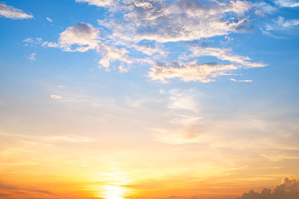 istock Beautiful , luxury soft gradient orange gold clouds and sunlight on the blue sky perfect for the background, take in evening,Twilight, Large size, high definition landscape photo 2248124950