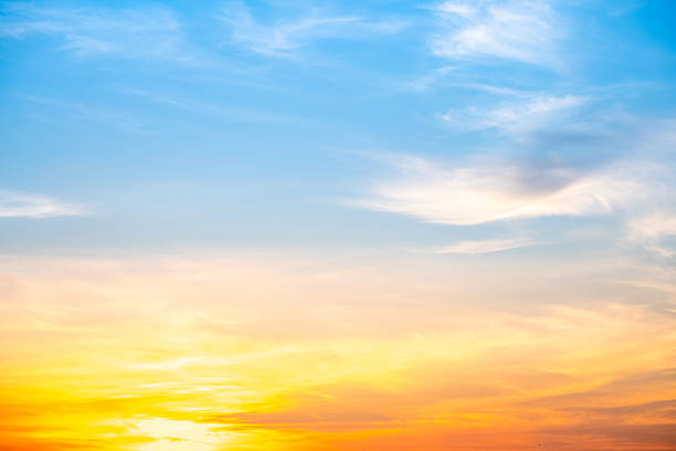 istock Beautiful , luxury soft gradient orange gold clouds and sunlight on the blue sky perfect for the background, take in evening,Twilight, Large size, high definition landscape photo 2248124957