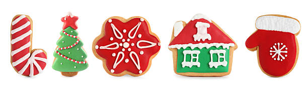 istock Different tasty Christmas cookies isolated on white, top view 2248133454