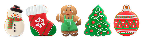 istock Different tasty Christmas cookies isolated on white, top view 2248133456