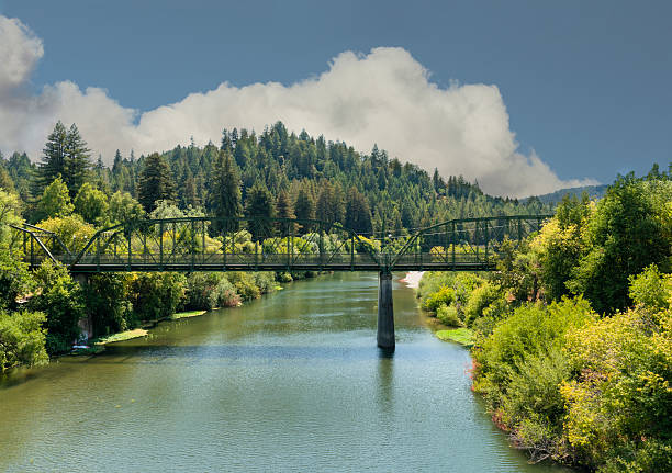 The Russian River flows beneath the Guerneville Bridge, a former railway and now an historic landmark.