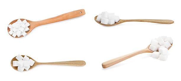 istock Sugar cubes in spoons isolated on white, set 2248136582
