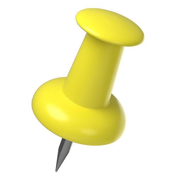 istock 3D rendered bright yellow pushpin or thumbtack icon with a glossy plastic head, isolated 2248138356