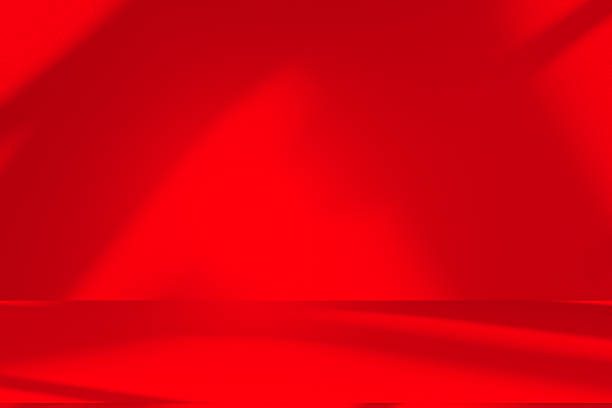 istock Studio style background wall decoration presentation uses white and red tones. with shadows cast from a nearby window, concept creating a decorative 2248146336
