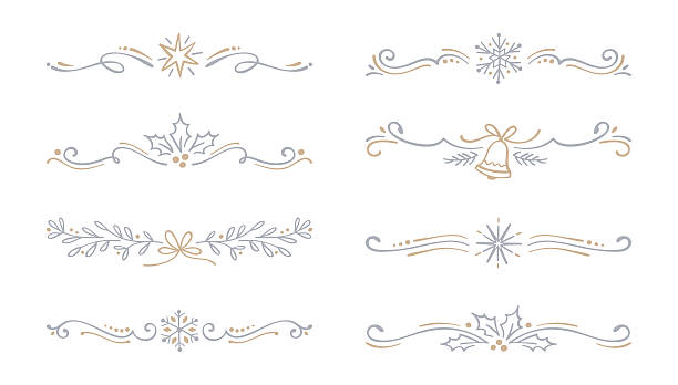 Vector Christmas dividers. Hand-drawn design elements.