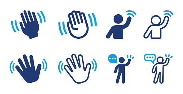 stockillustraties, clipart, cartoons en iconen met welcome and hello icon set - begroeten