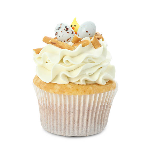 istock Tasty Easter cupcake with vanilla cream isolated on white 2248148912