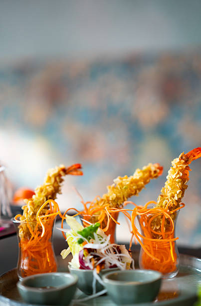 Crispy Tempura Shrimp with Carrot Garnish
