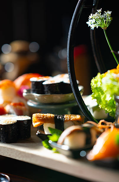 istock Colorful Sushi Platter with Fresh Garnishes 2248152432