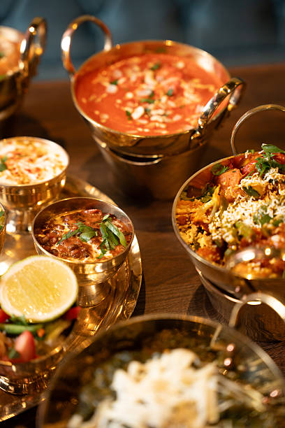 istock Traditional Indian Thali with Rice, Curry and Bread 2248153422