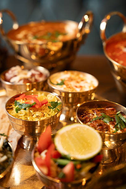 istock Traditional Indian Thali with Rice, Curry and Bread 2248153426