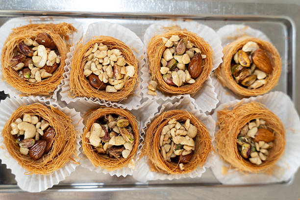istock Bird's Nest Pastry with Mixed Nuts  Close Up 2248153663