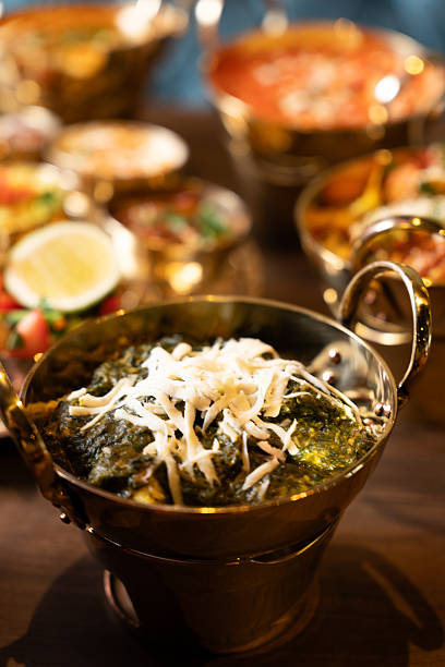istock Traditional Indian Dinner Feast on Wooden Table 2248153859