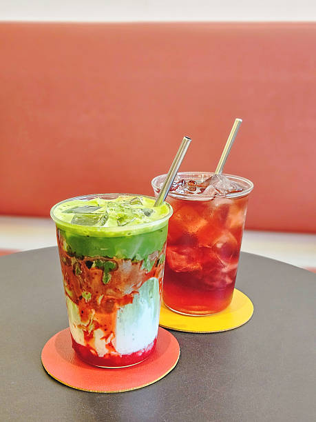 Iced Strawberry Matcha Latte and Fruit Tea