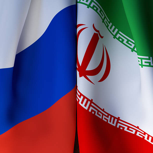 istock Waving  Flags Of Russia And Iran 2248160937