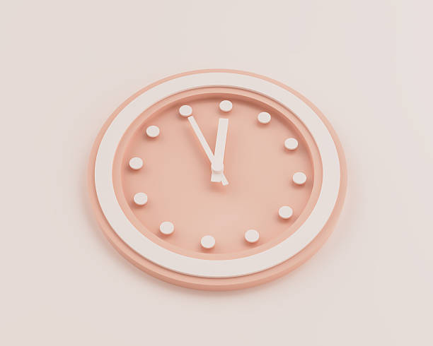 istock Minimal Pastel Pink And White Rounded Wall Clock 11:55 Eleven Fifty Five 23:55 Time 3D Illustration 2248161859