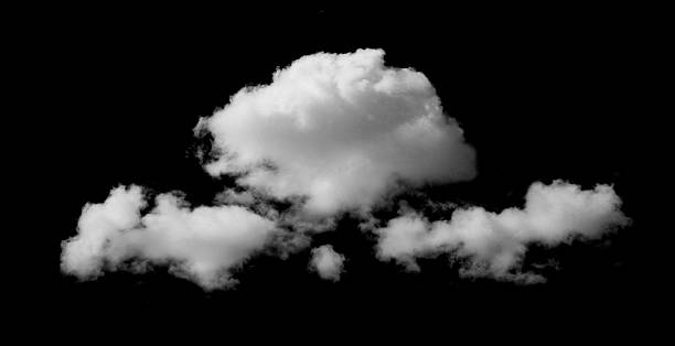 istock Fluffy white clouds isolated on black background. Design concept. Smog. Abstract clouds. Fog over the sky. Cloud or smog background 2248163037