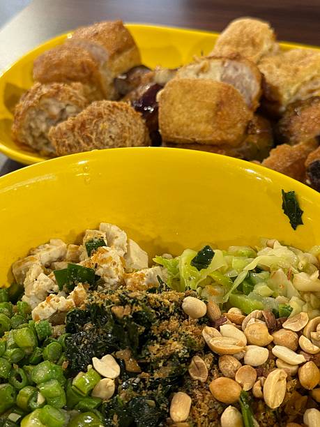 Hakka food - Thunder Tea Meal aka Lei Cha with deep fried stuffed tofu