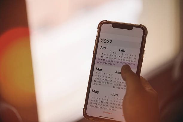 istock Concept for time management and financial planning reminder 2027. man using smartphone working with year 2027 calendar, business planning marketing and investment 2248166511