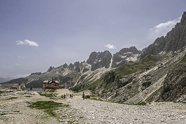 nature sceneries along the trail inside the Vajolet towers, catinaccio mountain range, dolomites, Italy