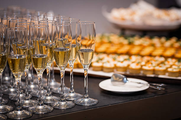 istock Champagne glasses arranged on a table for a special event 2248174101