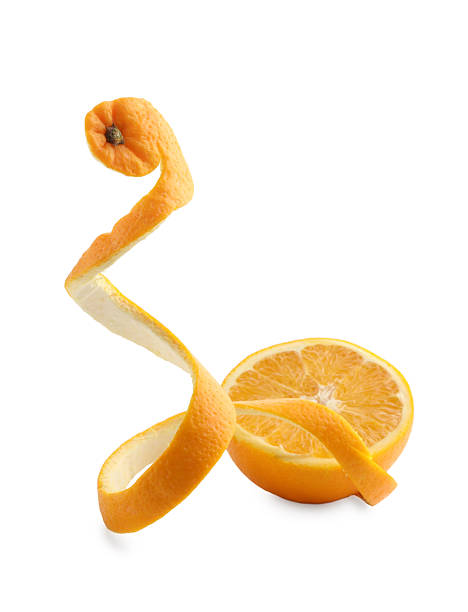 istock Fresh orange peel and half of fruit isolated on white 2248174456