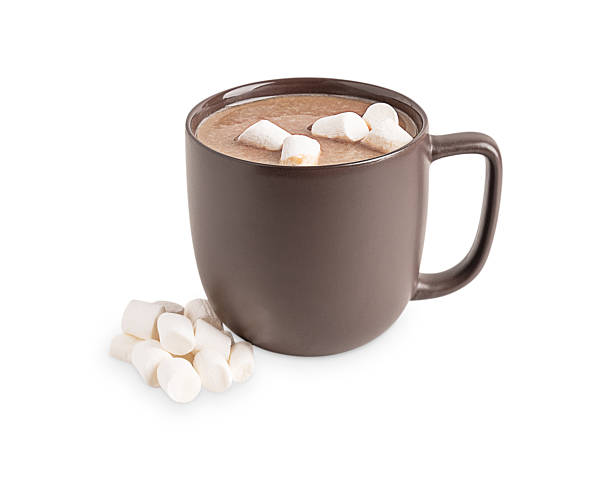 istock Warm hot chocolate drink with marshmallows in a brown mug isolated on white 2248176709