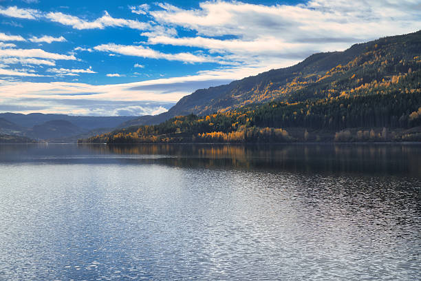 istock Autumnal lake with reflection and colorful forest under blue sky 2248178182