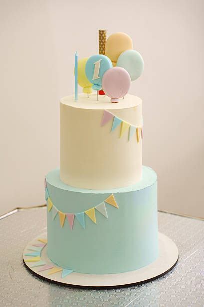 istock Colorful birthday cake for a first birthday celebration 2248178430