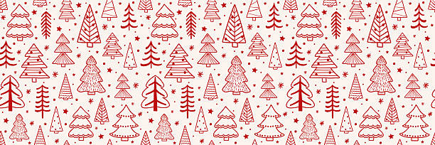 istock Colourful Christmas seamless pattern with cartoon trees and snowflakes. Wallpaper design. Vector illustration 2248180427